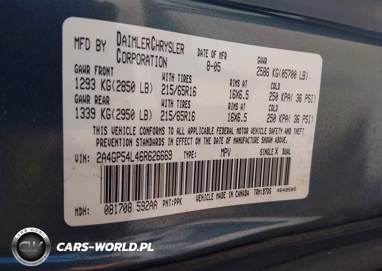2006 Chrysler Town & Country Touring VIN:2A4GP54L46R626669 - 9