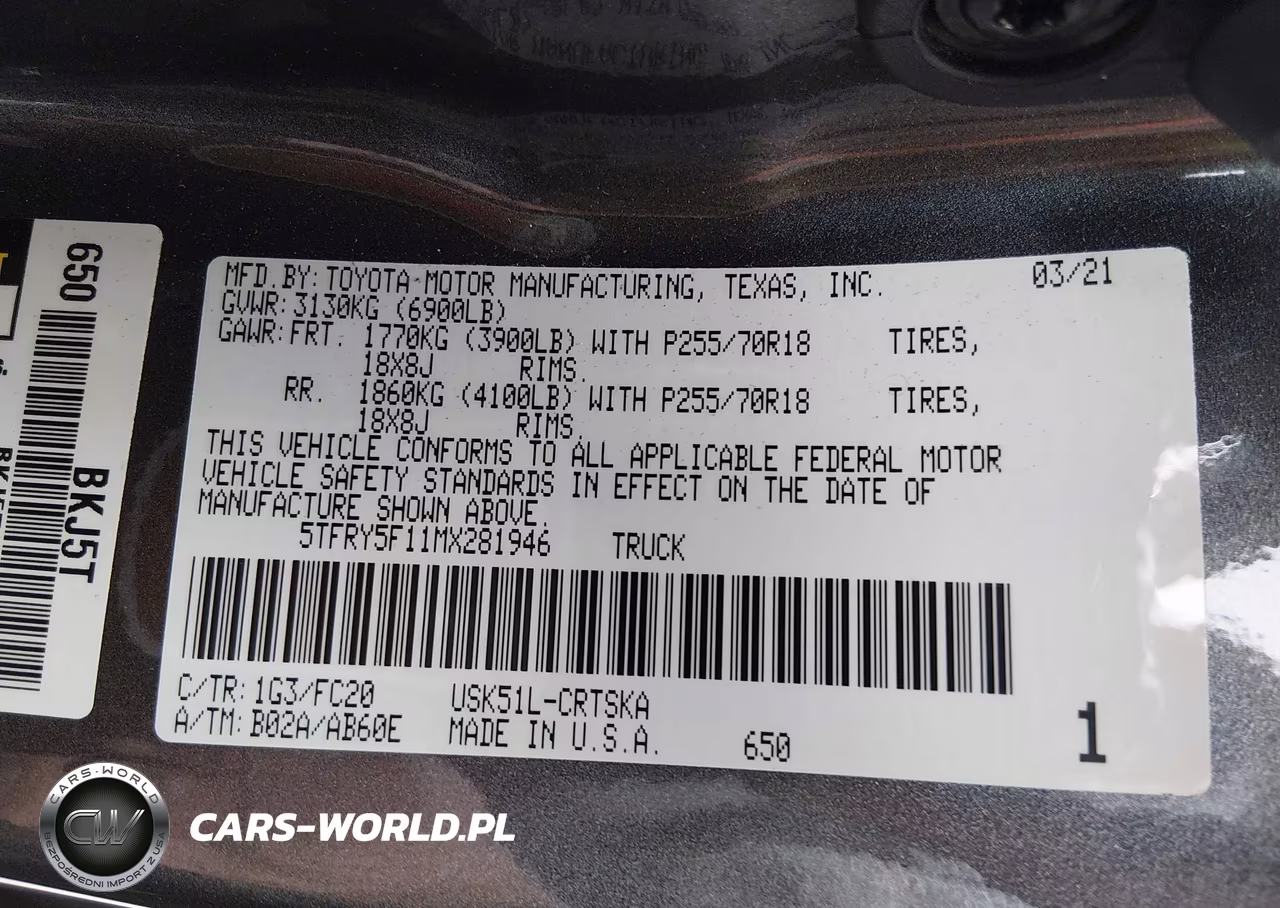 2021 Toyota Tundra Sr5 VIN:5TFRY5F11MX281946 - 9