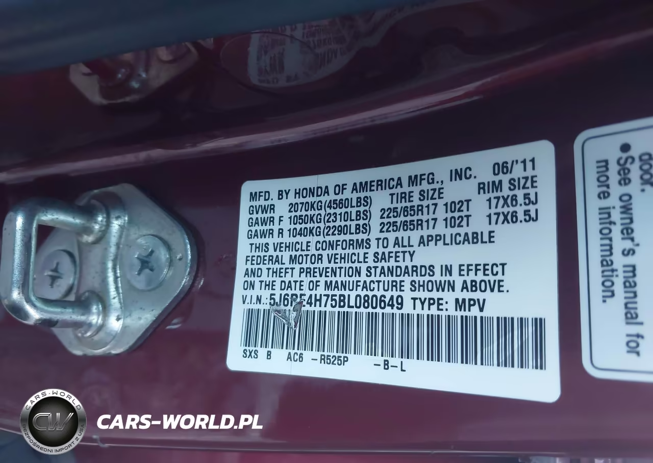 2011 Honda Cr-V Ex-L VIN:5J6RE4H75BL080649 - 9