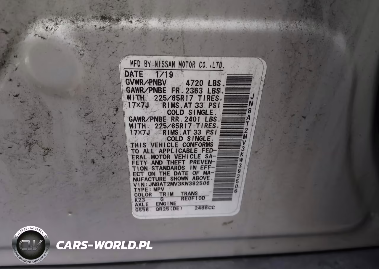 2019 Nissan Rogue S-Sv VIN:JN8AT2MV3KW392506 - 9