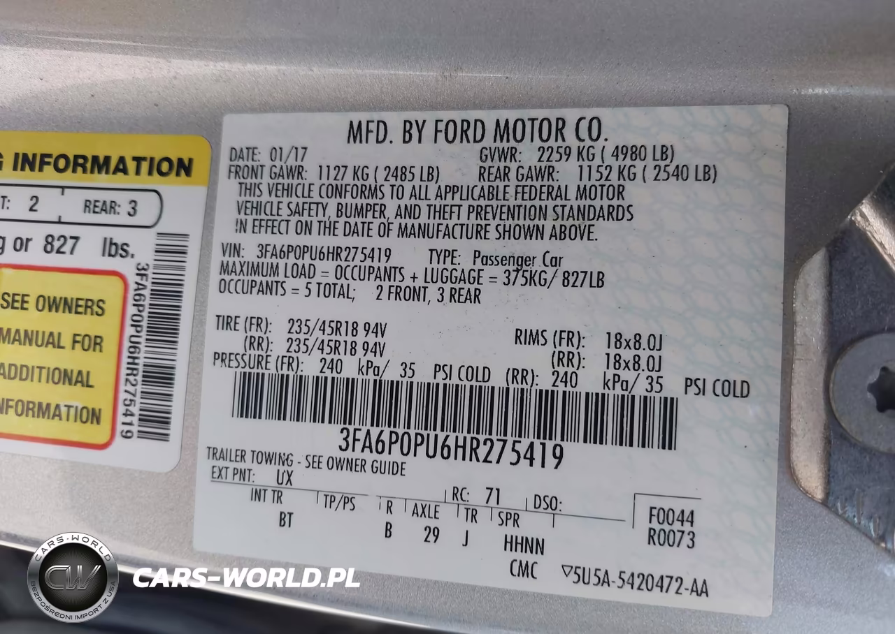 2017 Ford Fusion Energi Se Luxury VIN:3FA6P0PU6HR275419 - 9