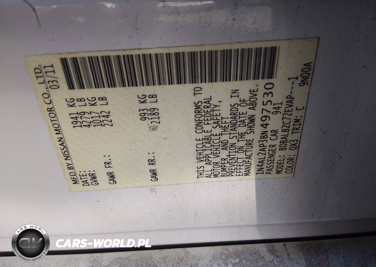 2011 Nissan Altima 2.5 S VIN:1N4AL2AP3BN497530 - 9