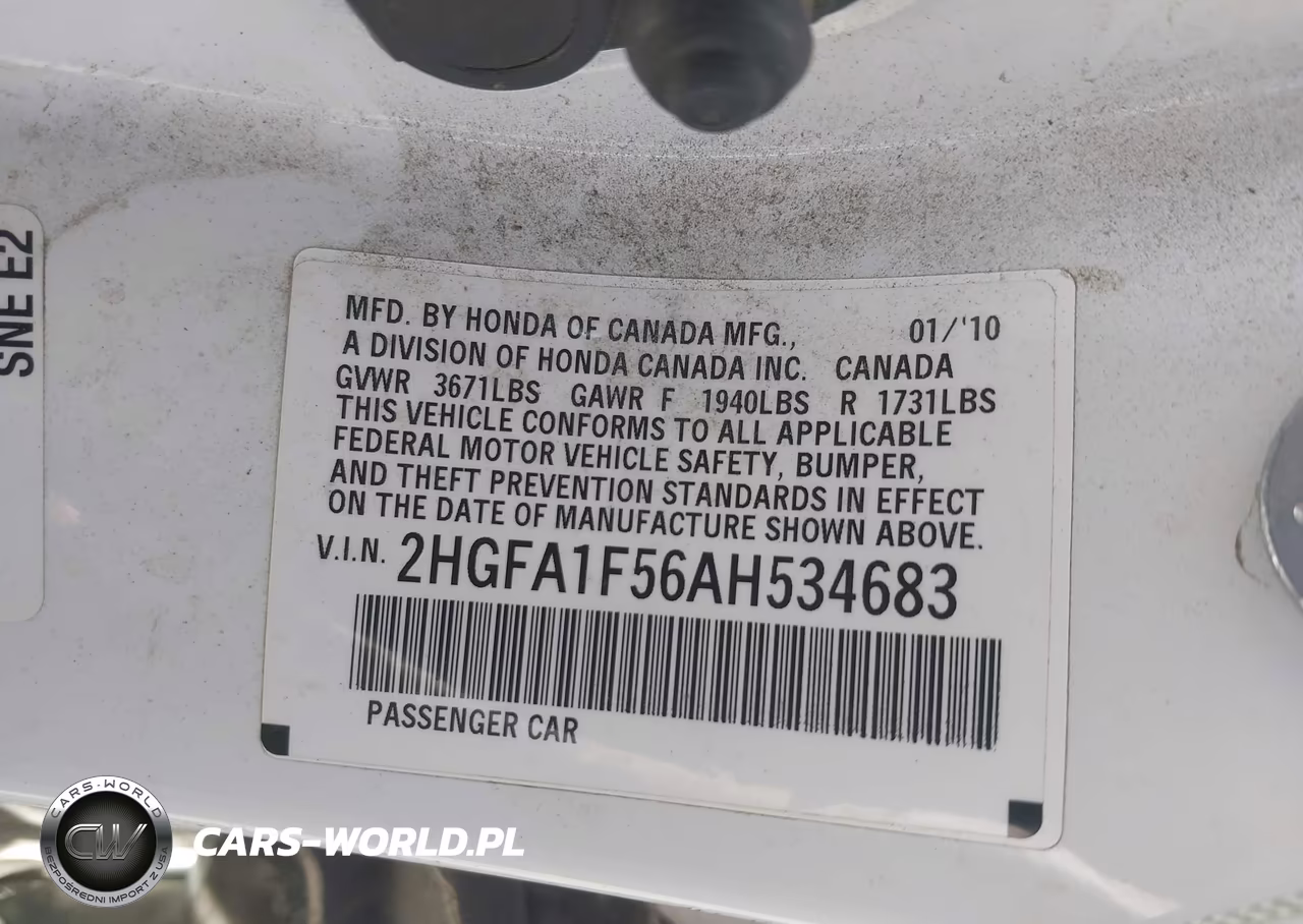 2010 Honda Civic Lx VIN:2HGFA1F56AH534683 - 9