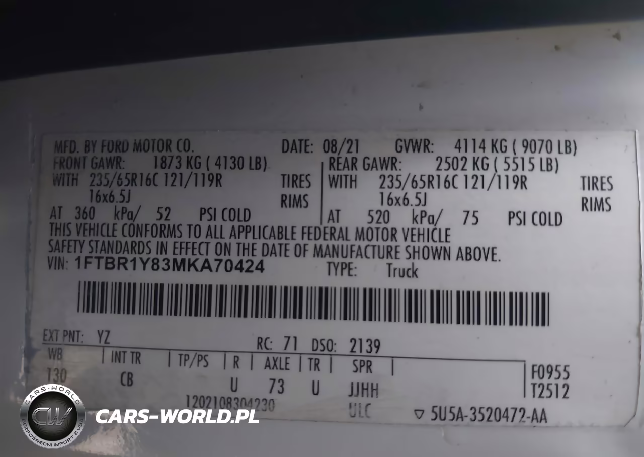 2021 Ford Transit-250 VIN:1FTBR1Y83MKA70424 - 9