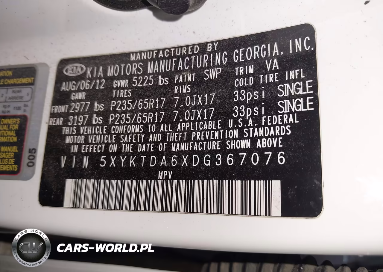 2013 Kia Sorento Lx VIN:5XYKTDA6XDG367076 - 9