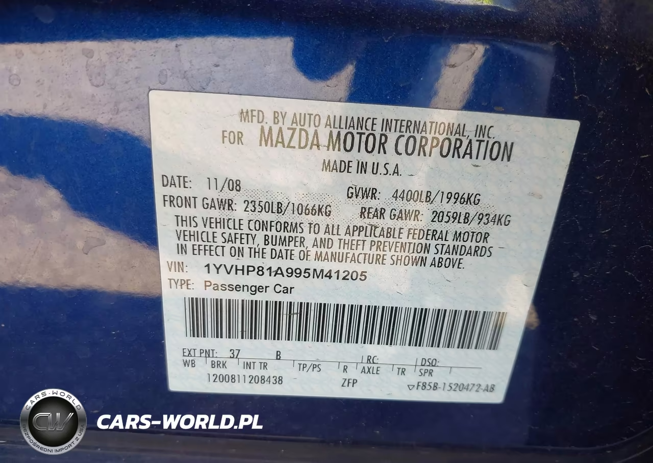 2009 Mazda Mazda6 I Sport VIN:1YVHP81A995M41205 - 9