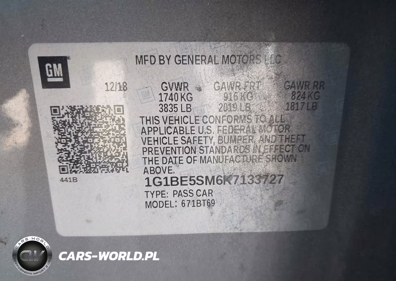 2019 Chevrolet Cruze Lt VIN:1G1BE5SM6K7133727 - 9