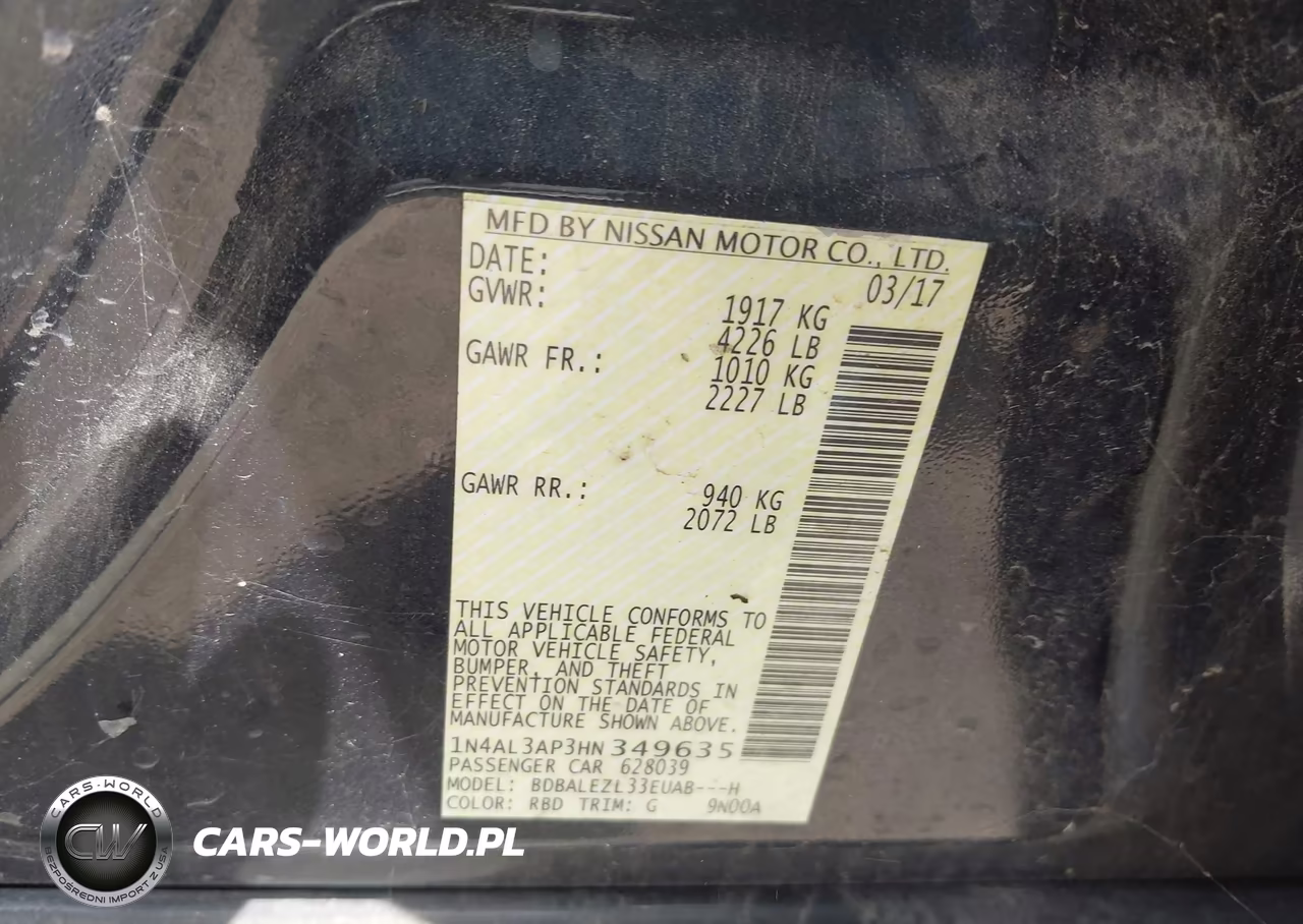 2017 Nissan Altima 2.5 S VIN:1N4AL3AP3HN349635 - 9