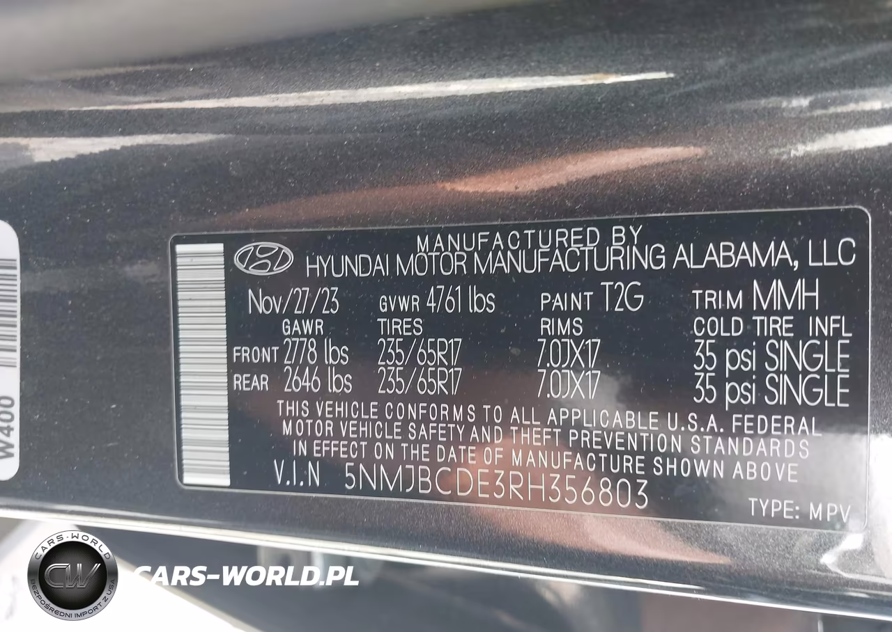 2024 Hyundai Tucson Sel VIN:5NMJBCDE3RH356803 - 9