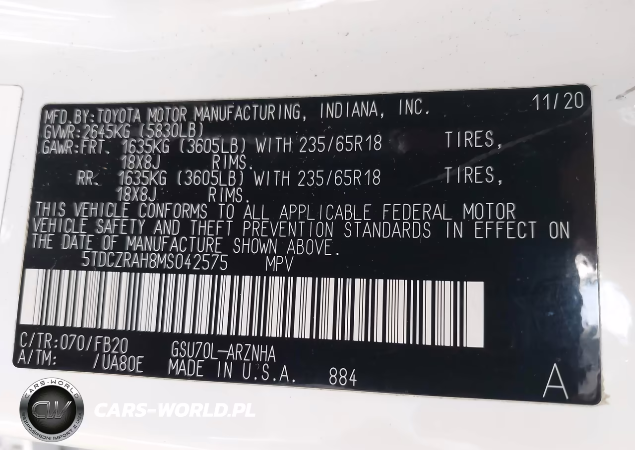 2021 Toyota Highlander L VIN:5TDCZRAH8MS042575 - 9
