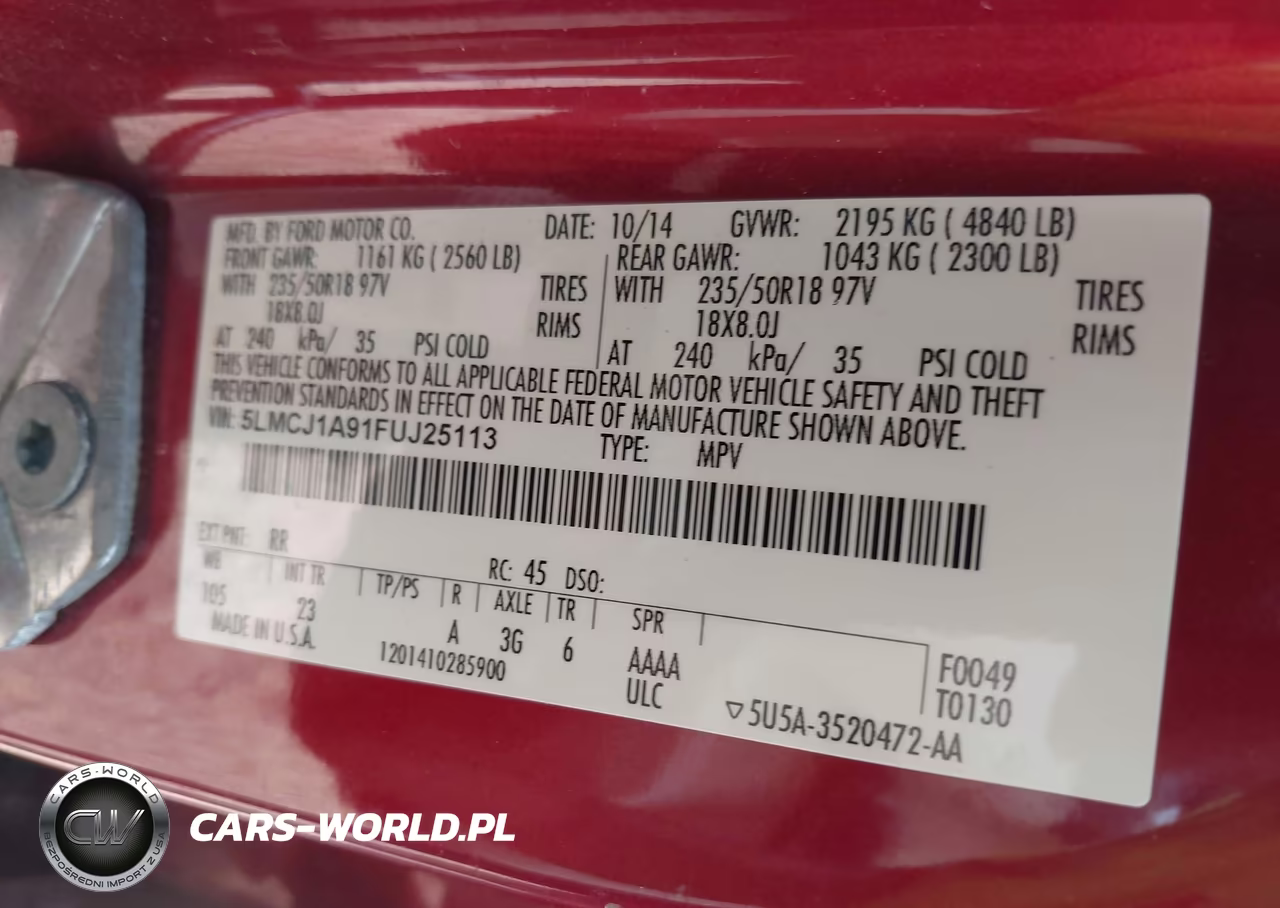 2015 Lincoln Mkc VIN:5LMCJ1A91FUJ25113 - 9