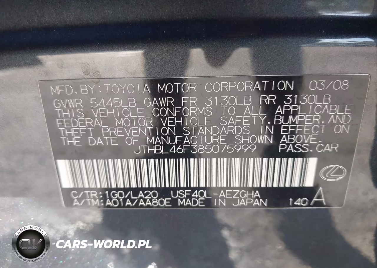 2008 Lexus Ls 460 VIN:JTHBL46F385075999 - 9