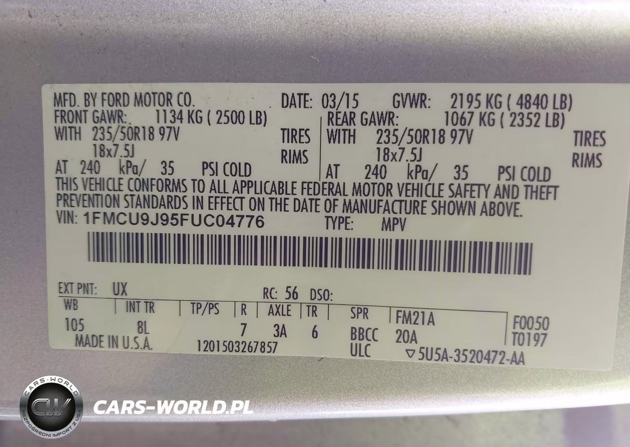 2015 Ford Escape Titanium VIN:1FMCU9J95FUC04776 - 9