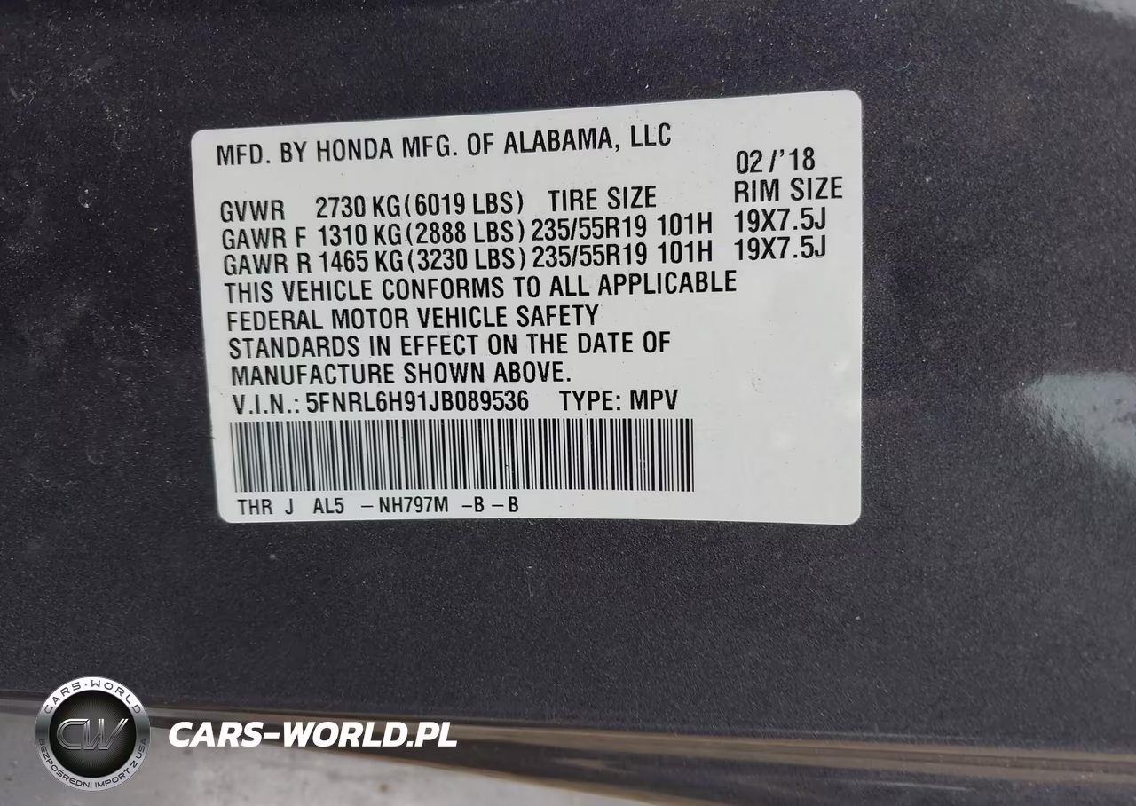 2018 Honda Odyssey Elite VIN:5FNRL6H91JB089536 - 9