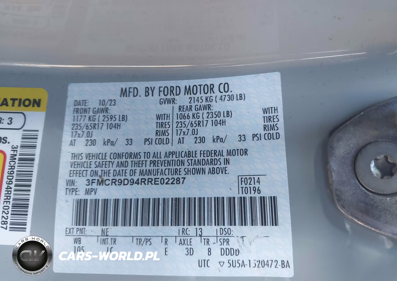 2024 Ford Bronco Sport Badlands VIN:3FMCR9D94RRE02287 - 9