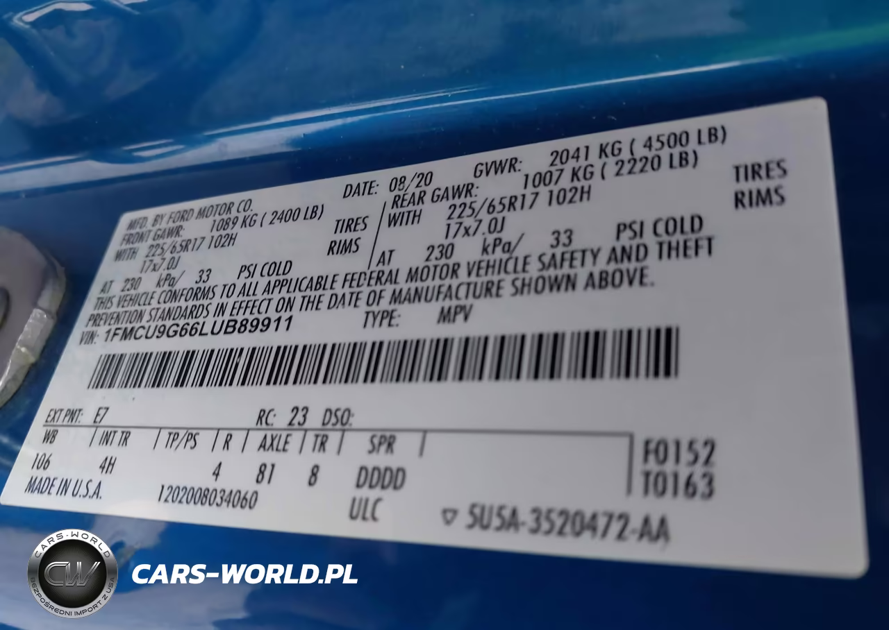 2020 Ford Escape Se VIN:1FMCU9G66LUB89911 - 9