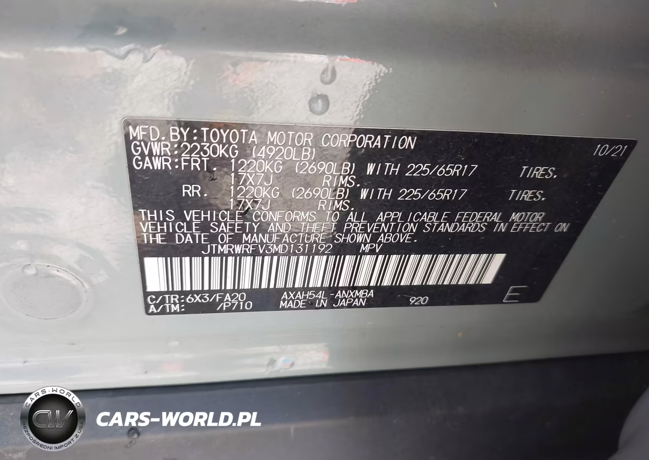 2021 Toyota Rav4 Xle VIN:JTMRWRFV3MD131192 - 9