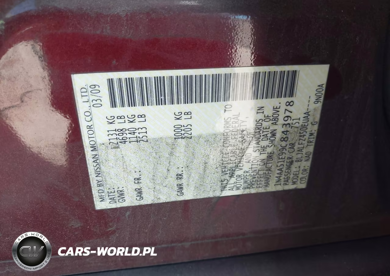 2009 Nissan Maxima 3.5 Sv VIN:1N4AA51E99C843978 - 9