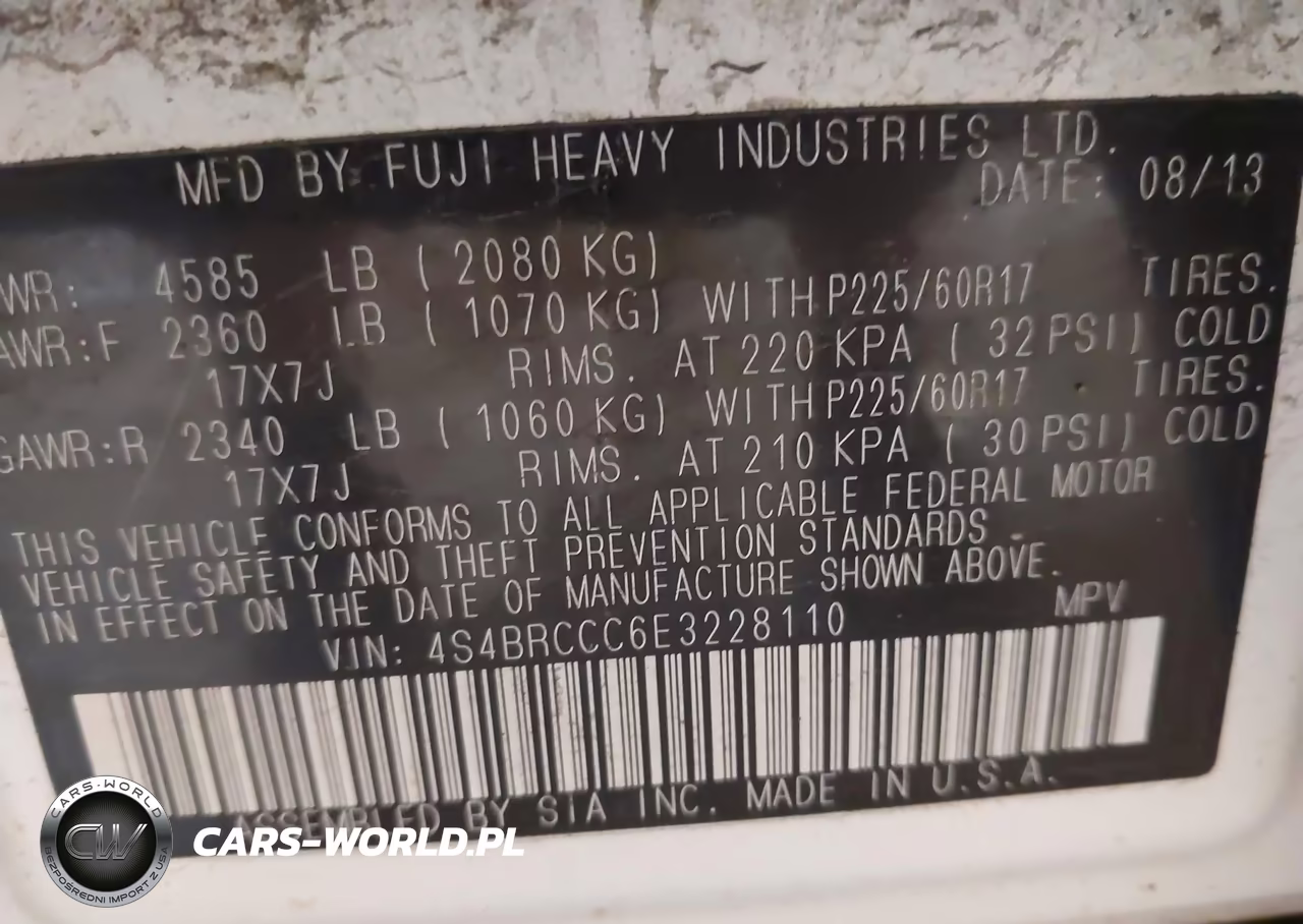 2014 Subaru Outback 2.5I Premium VIN:4S4BRCCC6E3228110 - 9
