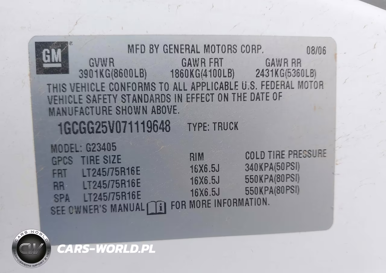 2007 Chevrolet Express Work Van VIN:1GCGG25V071119648 - 9