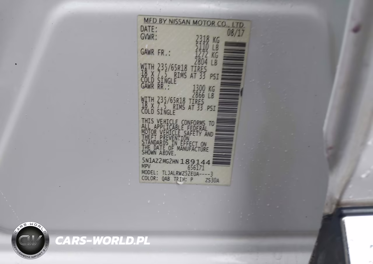 2017 Nissan Murano Sl VIN:5N1AZ2MG2HN189144 - 9