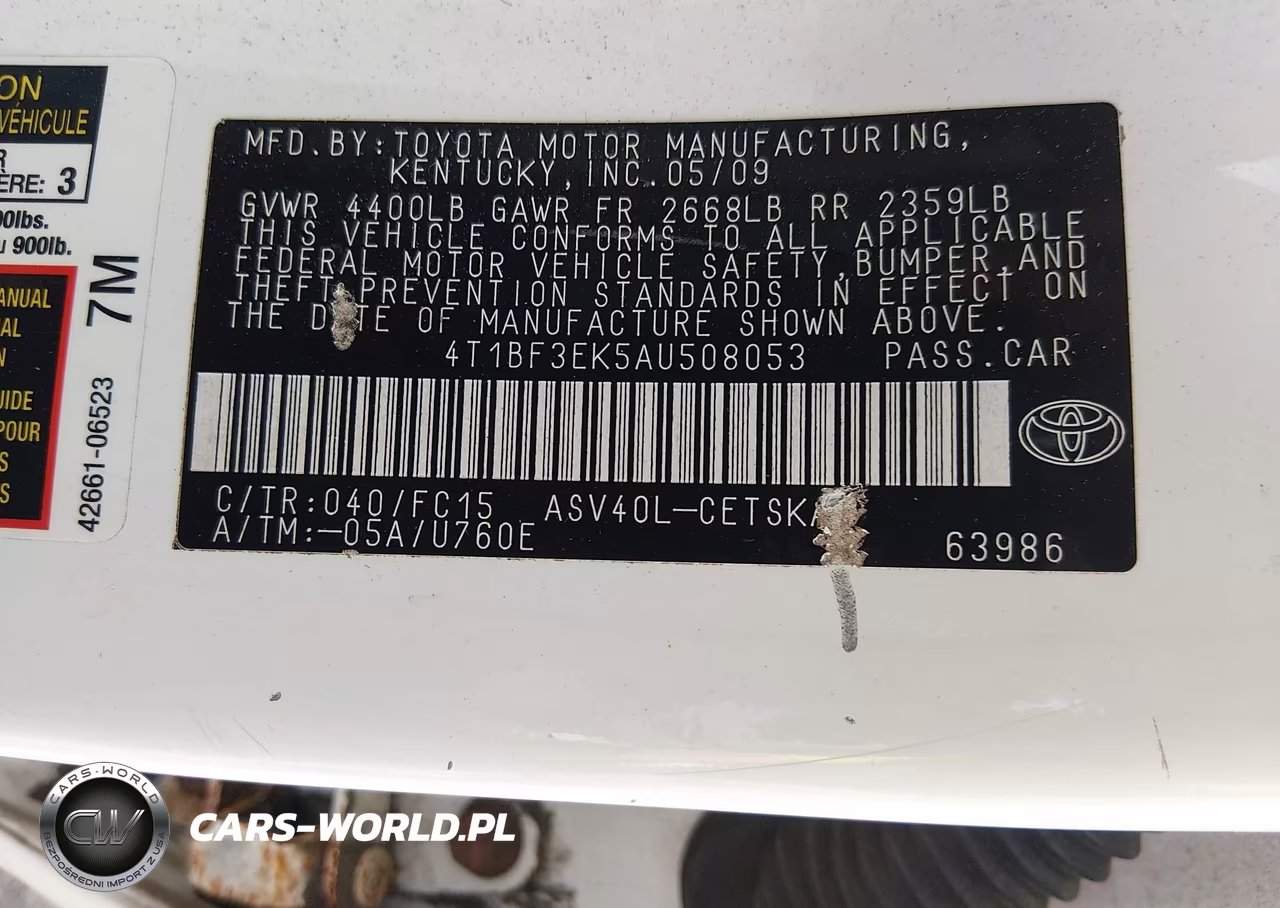 2010 Toyota Camry Se VIN:4T1BF3EK5AU508053 - 9