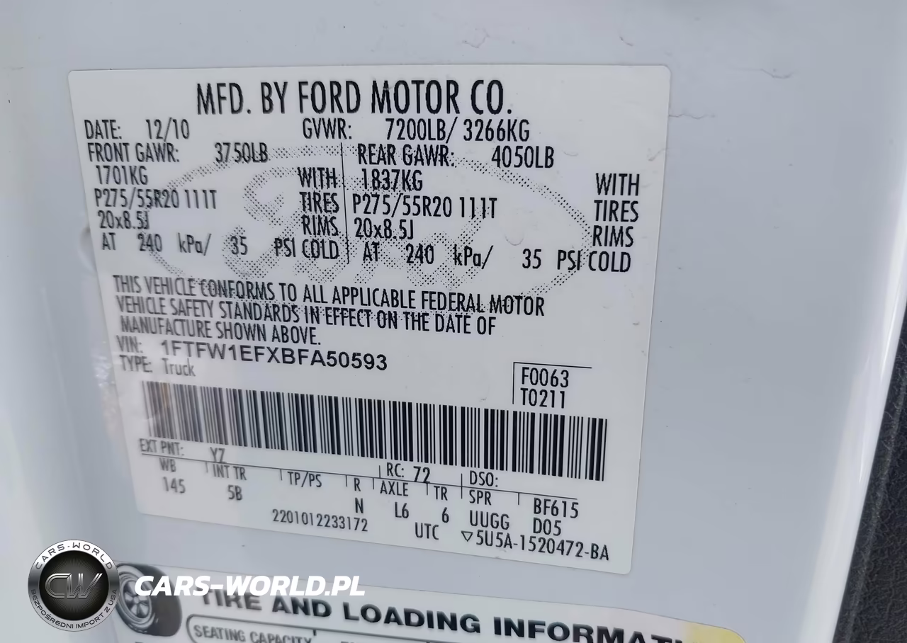2011 Ford F-150 Fx4 VIN:1FTFW1EFXBFA50593 - 9
