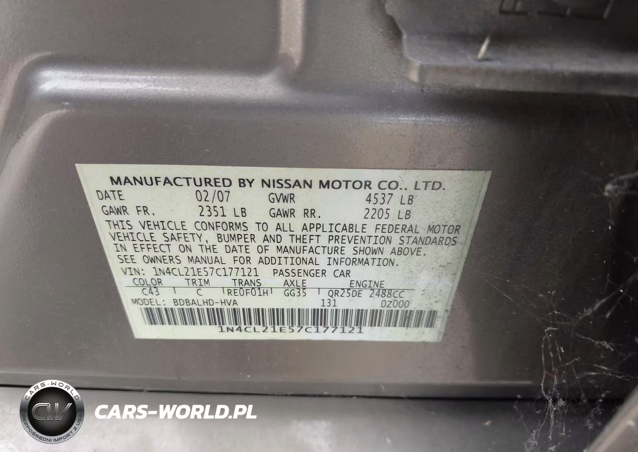2007 Nissan Altima Hybrid VIN:1N4CL21E57C177121 - 9