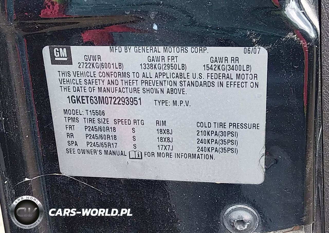 2007 GMC Envoy Denali VIN:1GKET63M072293951 - 9