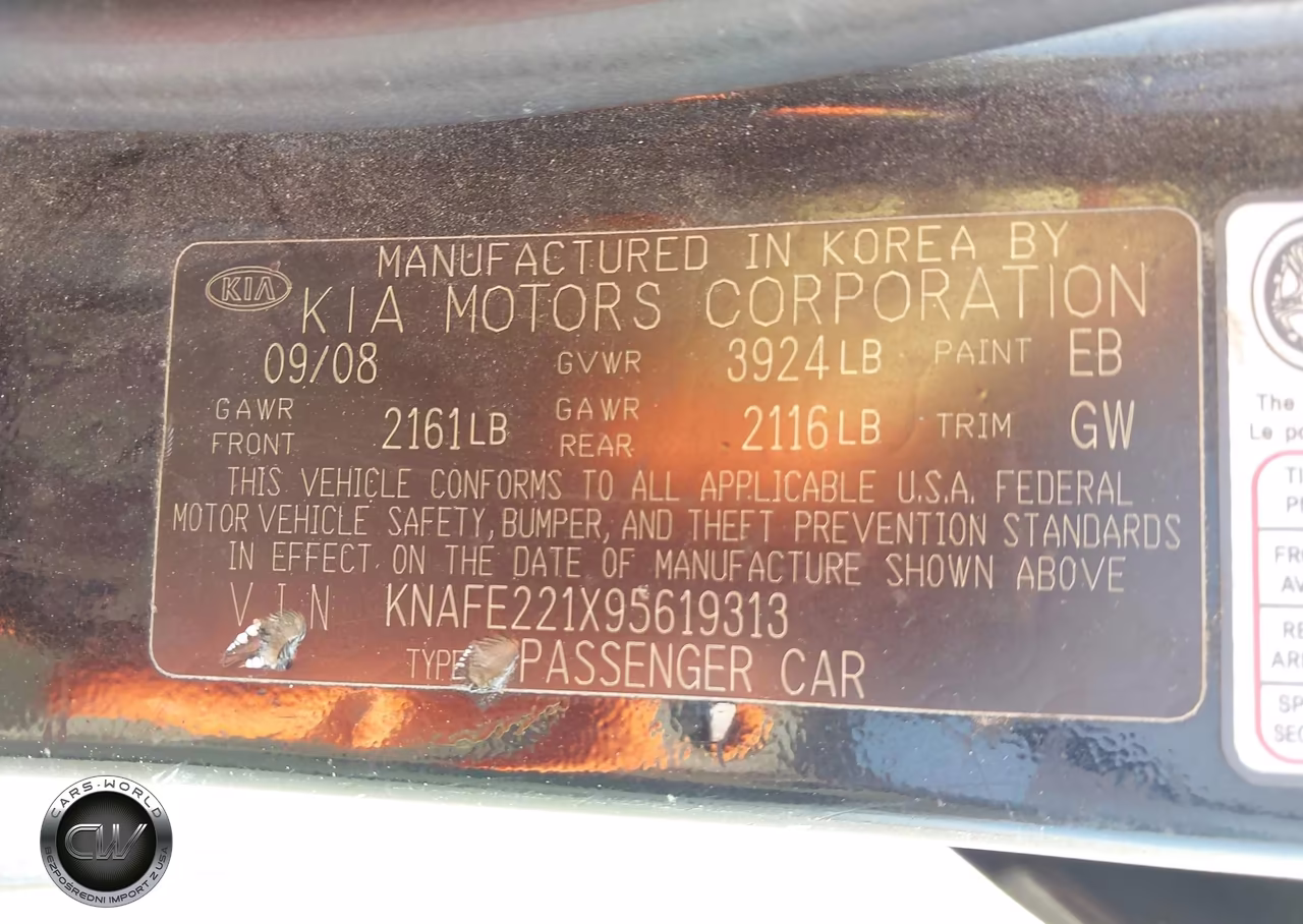 2009 Kia Spectra Lx VIN:KNAFE221X95619313 - 9