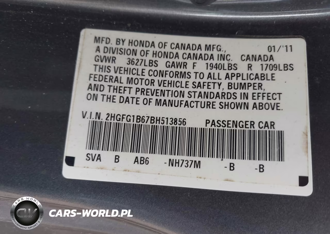 2011 Honda Civic Lx VIN:2HGFG1B67BH513856 - 9