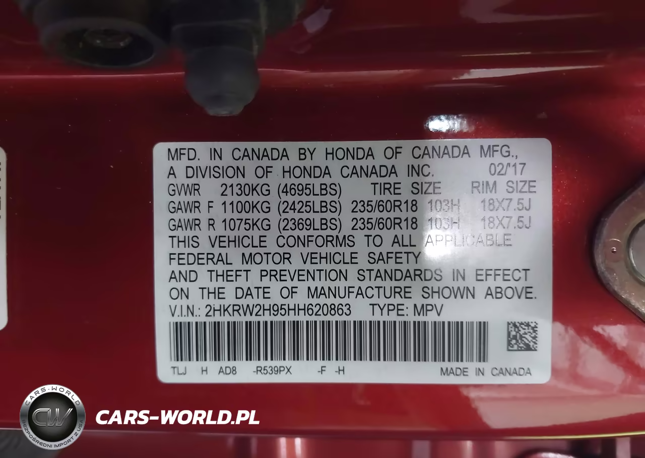 2017 Honda Cr-V Touring VIN:2HKRW2H95HH620863 - 9