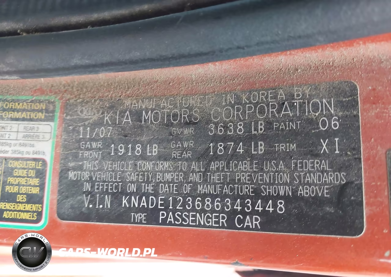 2008 Kia Rio Lx VIN:KNADE123686343448 - 9
