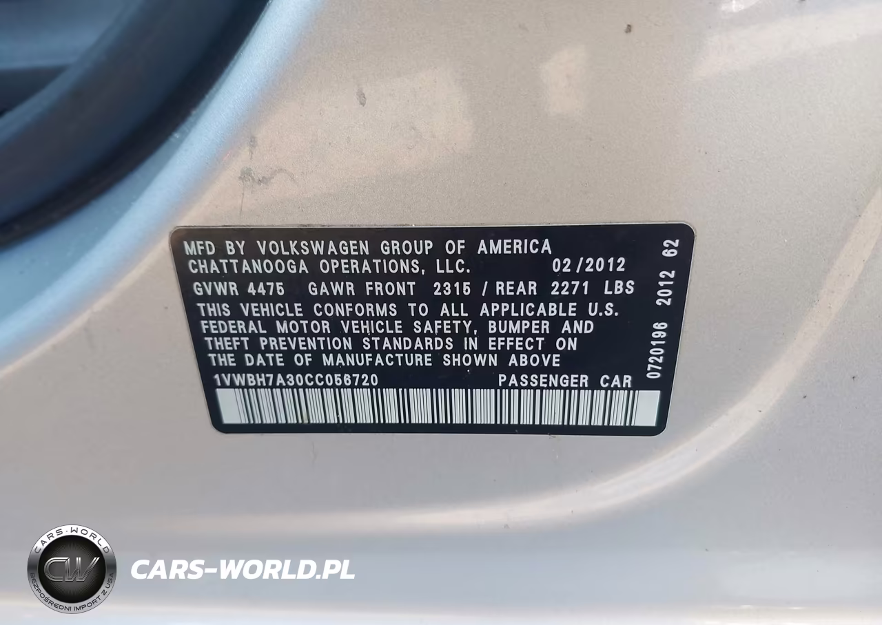 2012 Volkswagen Passat 2.5L Se VIN:1VWBH7A30CC056720 - 9
