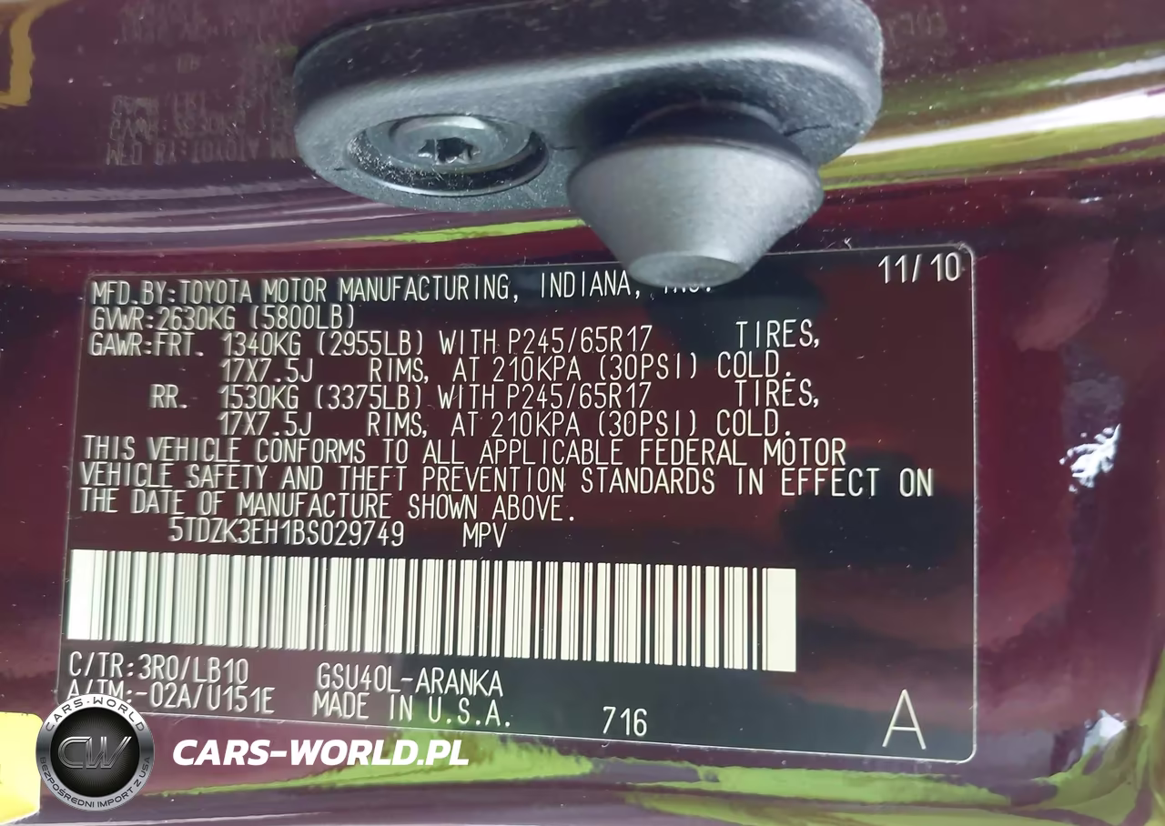 2011 Toyota Highlander Se V6 VIN:5TDZK3EH1BS029749 - 9