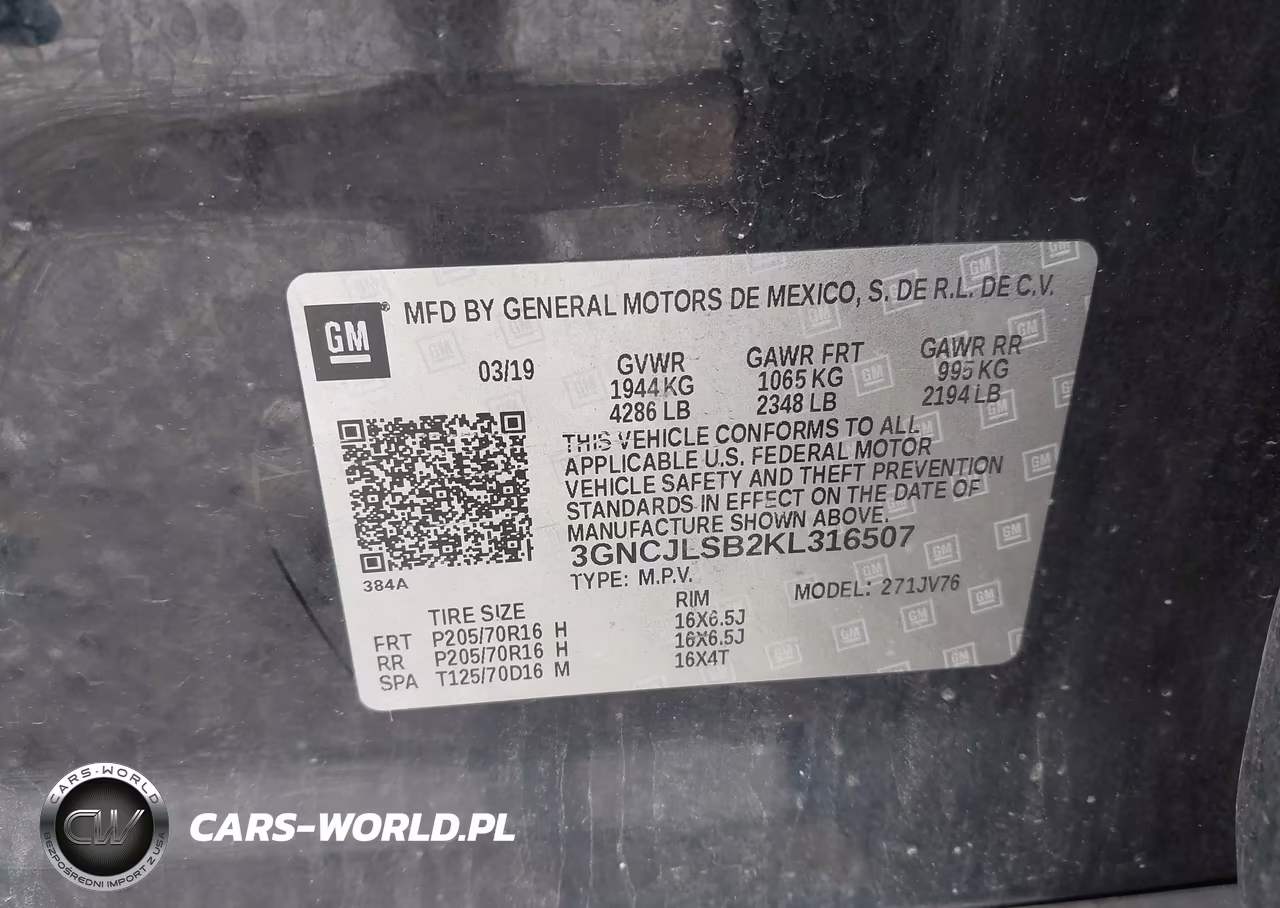 2019 Chevrolet Trax Lt VIN:3GNCJLSB2KL316507 - 9
