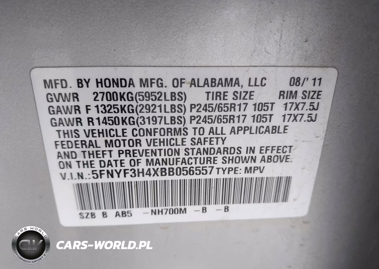 2011 Honda Pilot Ex VIN:5FNYF3H4XBB056557 - 9