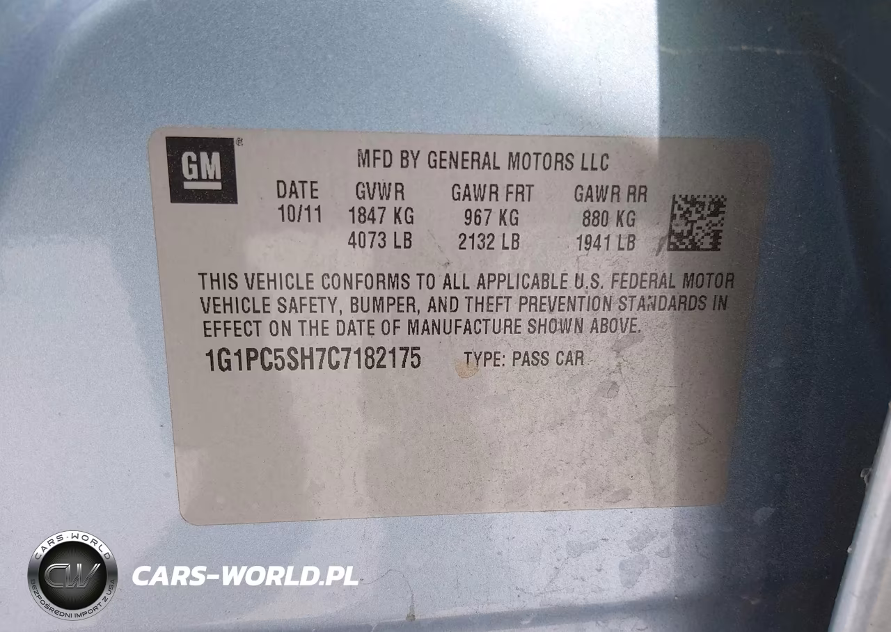 2012 Chevrolet Cruze Ls VIN:1G1PC5SH7C7182175 - 9