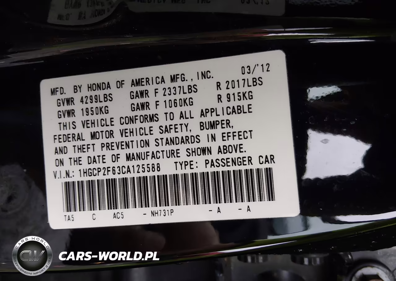 2012 Honda Accord 2.4 Se VIN:1HGCP2F63CA125588 - 9
