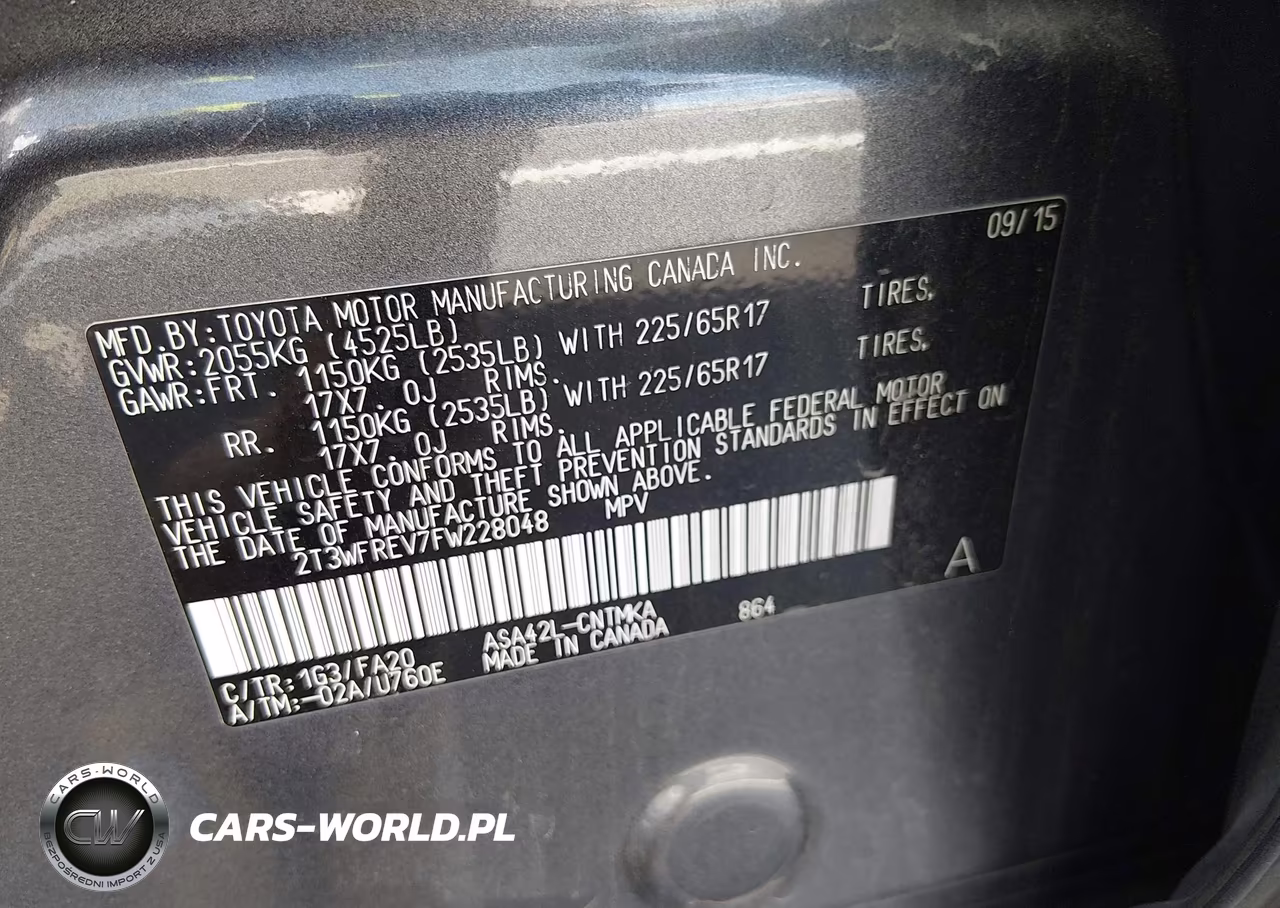 2015 Toyota Rav4 Xle VIN:2T3WFREV7FW228048 - 9