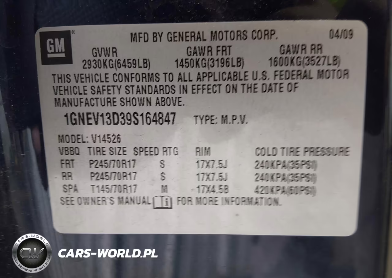 2009 Chevrolet Traverse Ls VIN:1GNEV13D39S164847 - 9