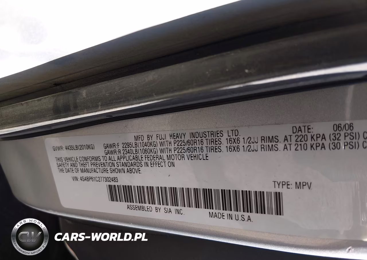 2007 Subaru Outback 2.5I Basic VIN:4S4BP61C277302483 - 9