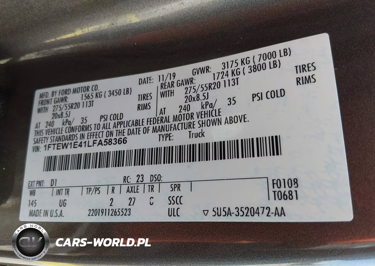 2020 Ford F-150 Xlt VIN:1FTEW1E41LFA58366 - 9