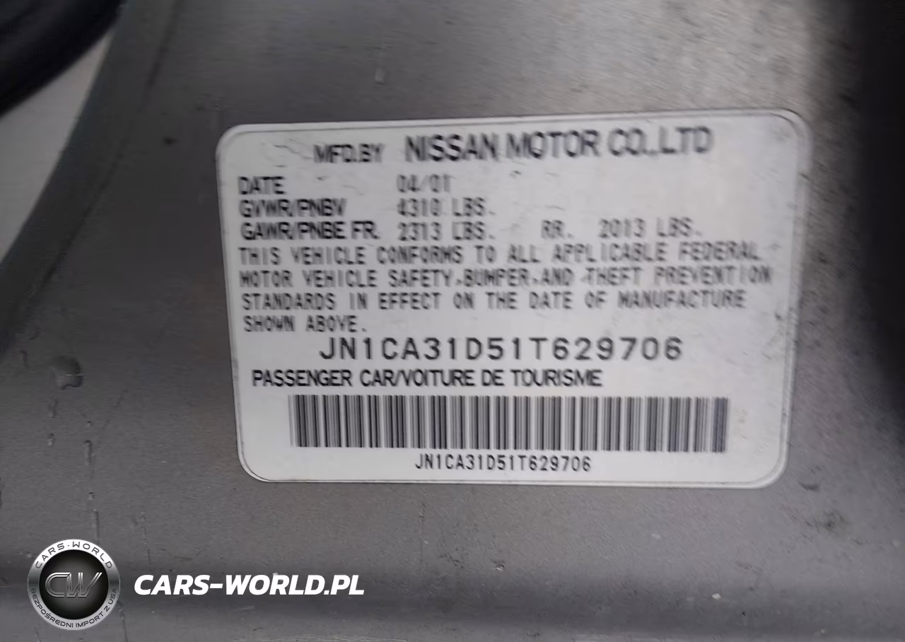 2001 Nissan Maxima Gxe VIN:JN1CA31D51T629706 - 9