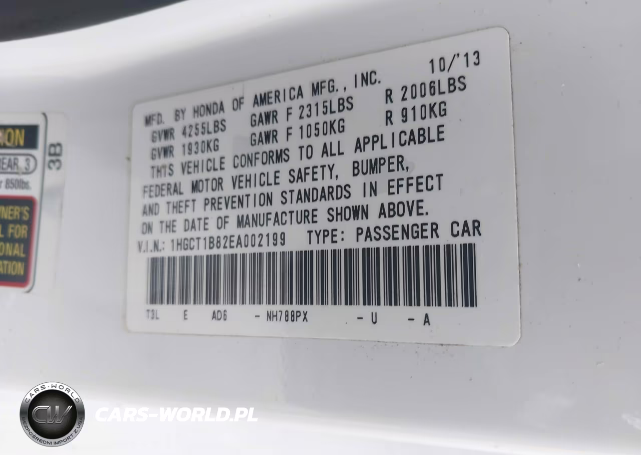 2014 Honda Accord Ex-L VIN:1HGCT1B82EA002199 - 9