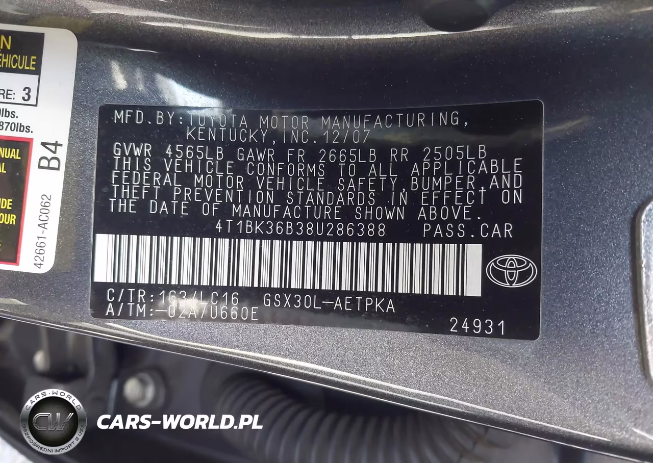 2008 Toyota Avalon Limited VIN:4T1BK36B38U286388 - 9