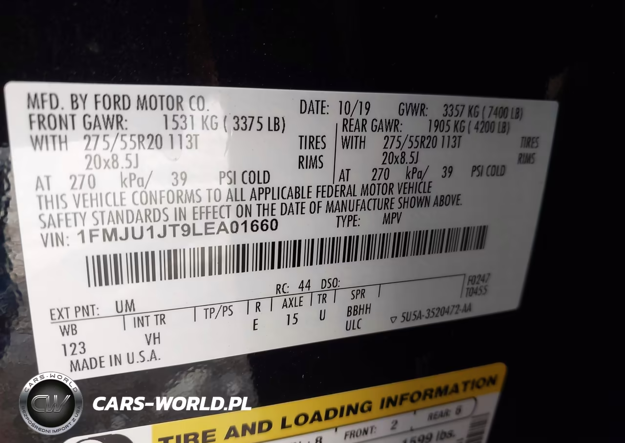2020 Ford Expedition Xlt VIN:1FMJU1JT9LEA01660 - 9