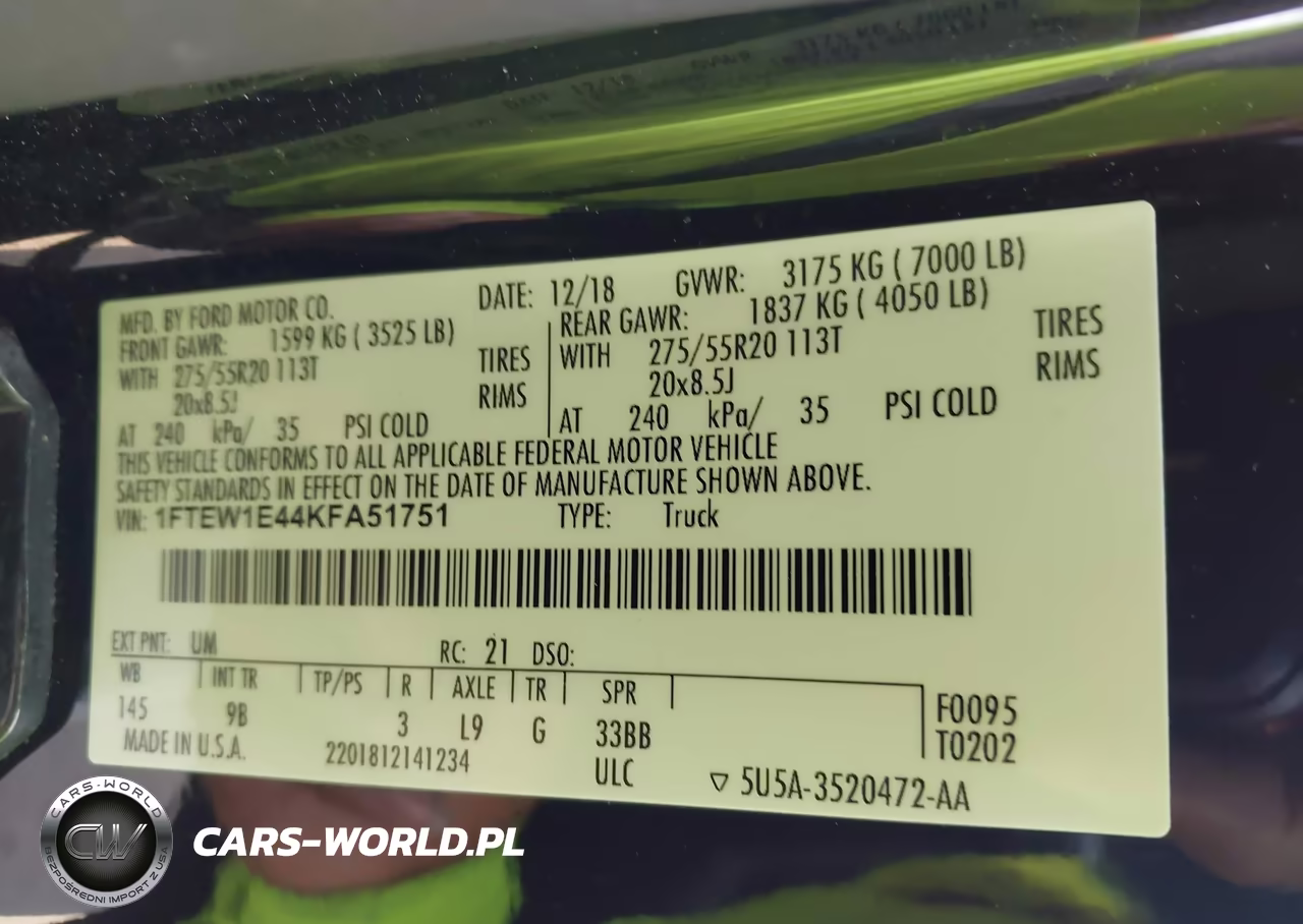2019 Ford F-150 Platinum VIN:1FTEW1E44KFA51751 - 9