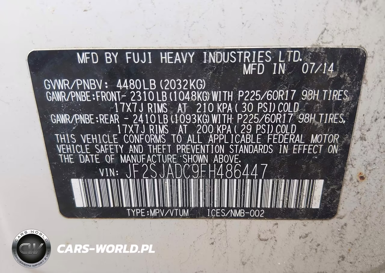 2015 Subaru Forester 2.5I Premium VIN:JF2SJADC9FH486447 - 9