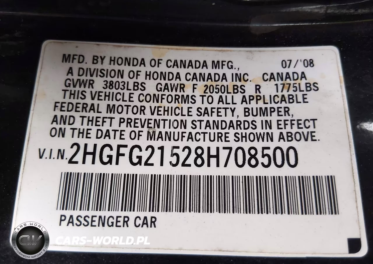 2008 Honda Civic Si VIN:2HGFG21528H708500 - 9